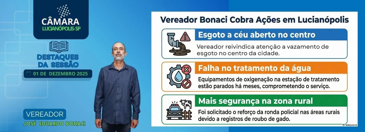Câmara de Lucianópolis cobra melhorias no saneamento e reforço policial nas áreas rurais