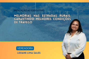 Vereadora Lidiane Sales solicita demandas sobre estrada rural